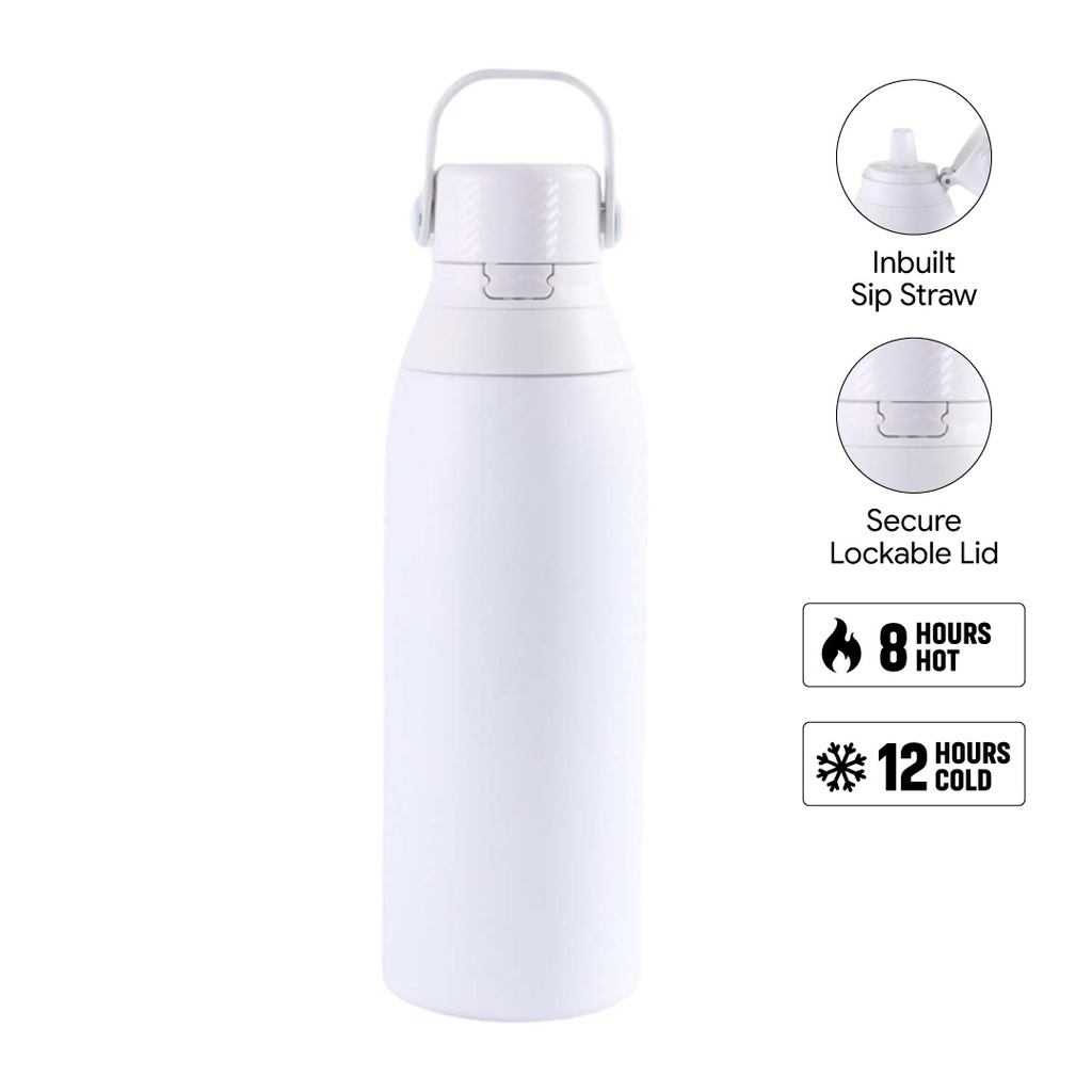 Hans Larsen Double Wall Stainless Steel Vacuum Bottle - 750ml - White