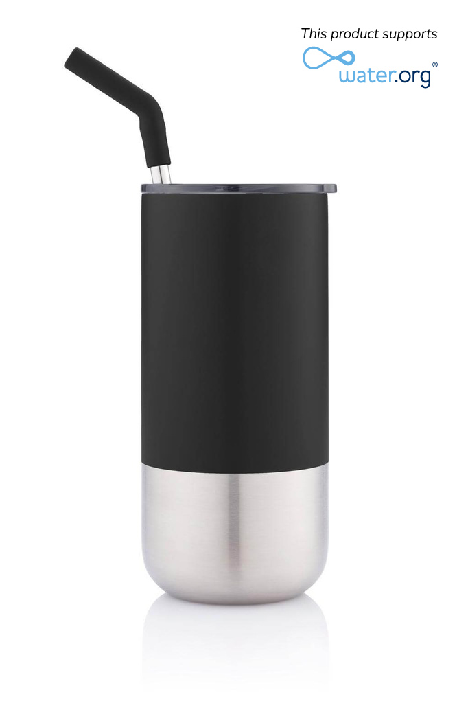 CHANGE Collection Insulated Tumbler with Reusable Straw - Black
