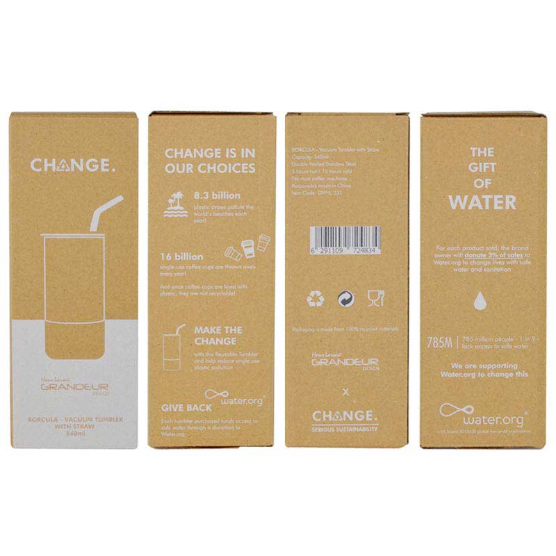CHANGE Collection Insulated Tumbler with Reusable Straw - Black