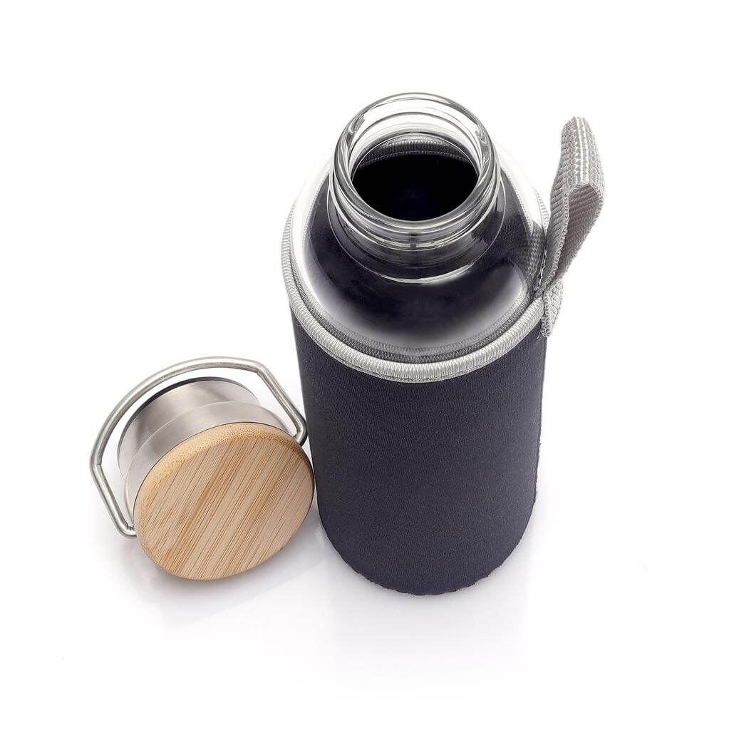 Hans Larsen Borosilicate Glass Bottle with Neo Sleeve - Black