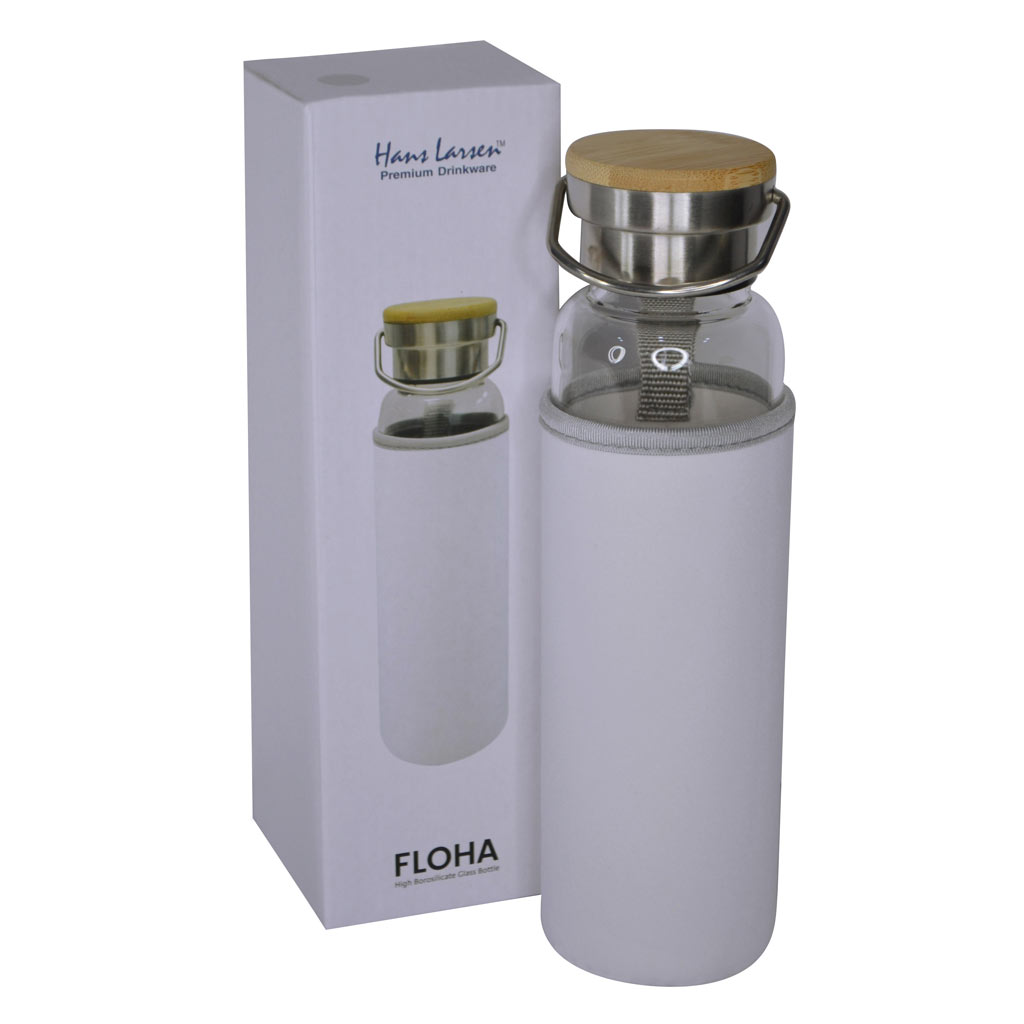 Hans Larsen Borosilicate Glass Bottle with Neo Sleeve - White