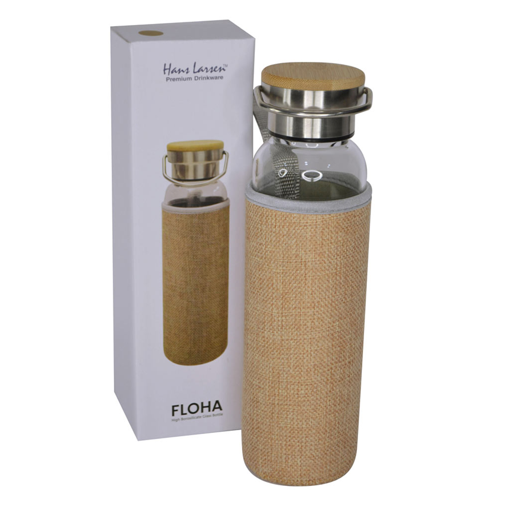 Hans Larsen Borosilicate Glass Bottle with Jute Sleeve