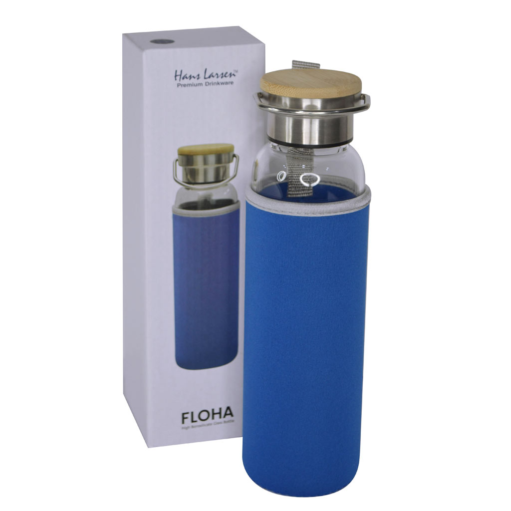 Hans Larsen Borosilicate Glass Bottle with Neo Sleeve - Royal Blue