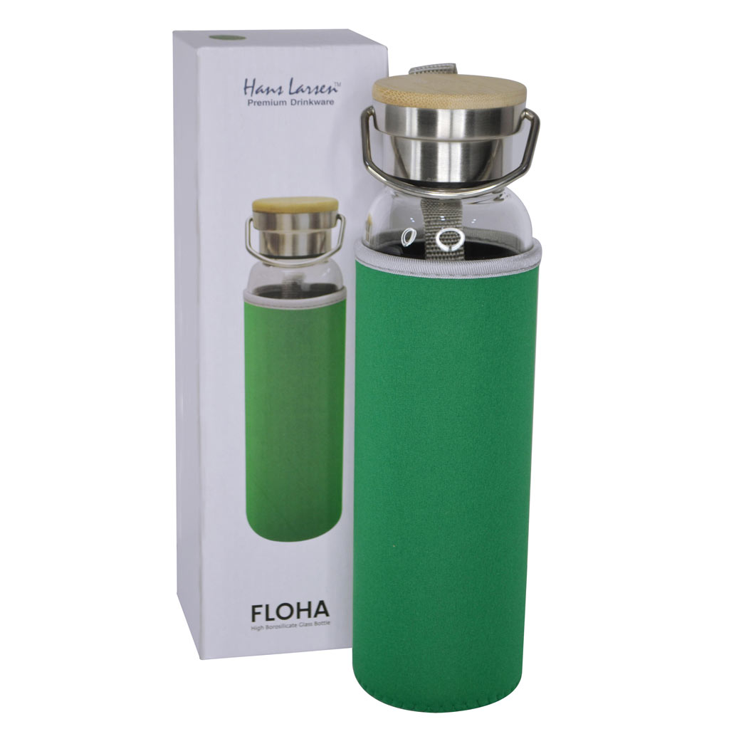 Hans Larsen Borosilicate Glass Bottle with Neo Sleeve - Green