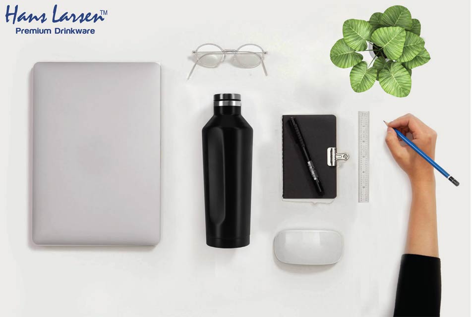 Hans Larsen Stainless Steel Water Bottle - Black