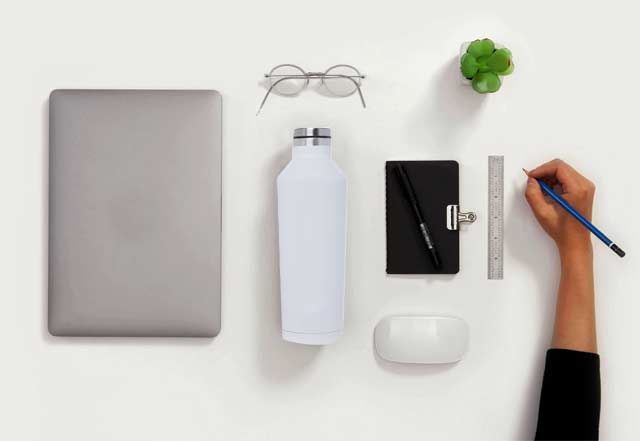 Hans Larsen Double Wall Stainless Steel Water Bottle - White