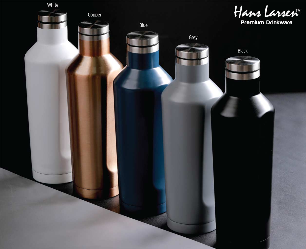 Hans Larsen Double Wall Stainless Steel Water Bottle - White
