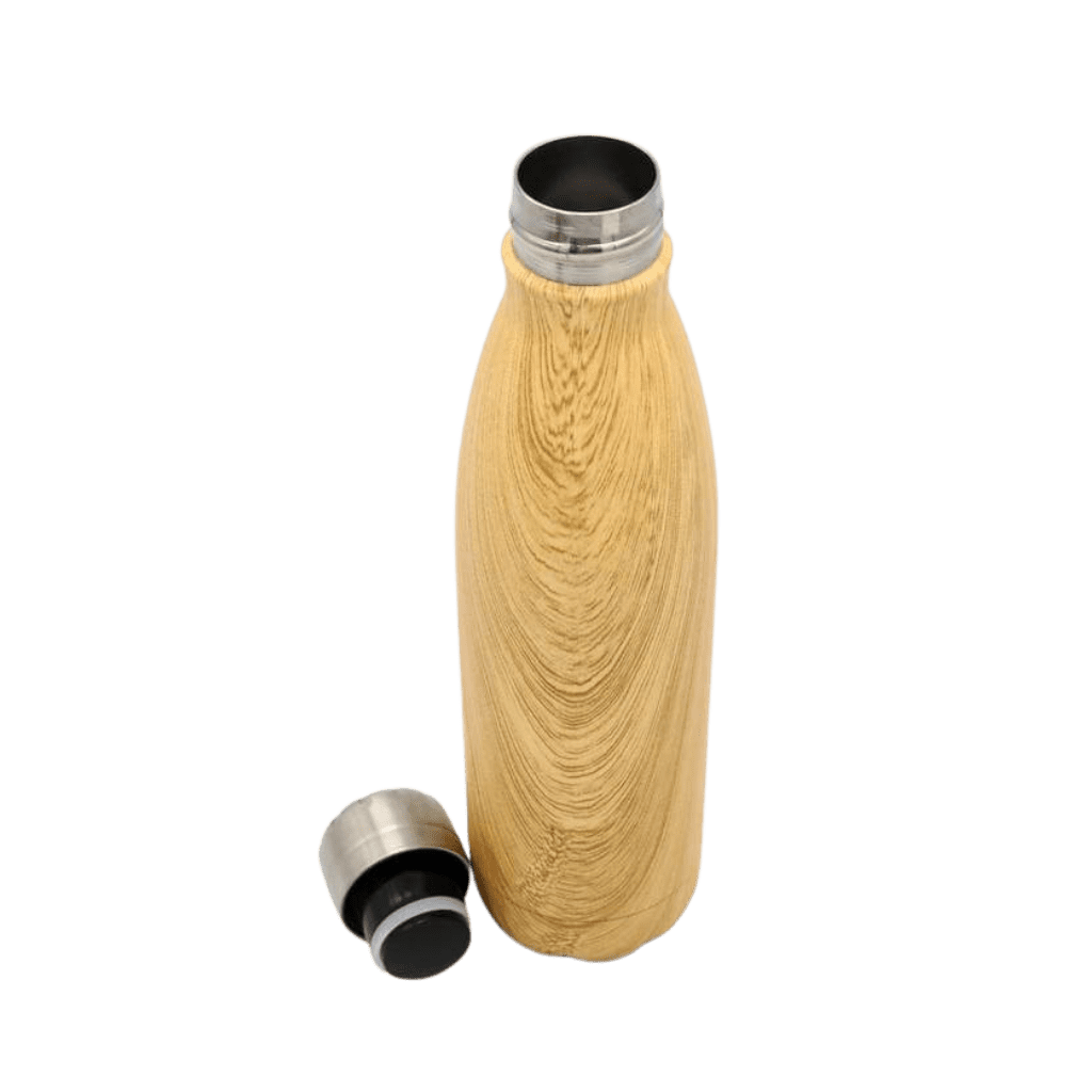 Hans Larsen Stainless Steel Water Bottle with Wood Print - Yellow