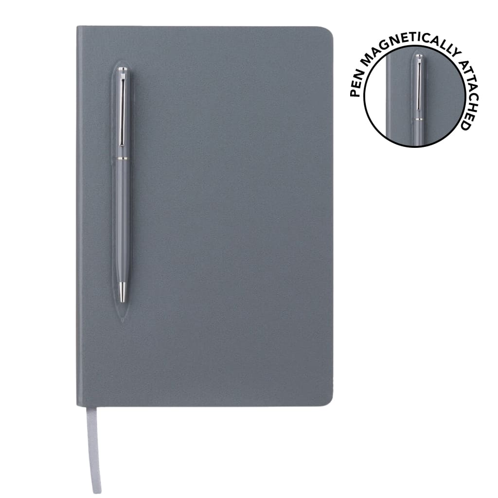 Giftology A5 Hard Cover Notebook with Metal Pen - Grey