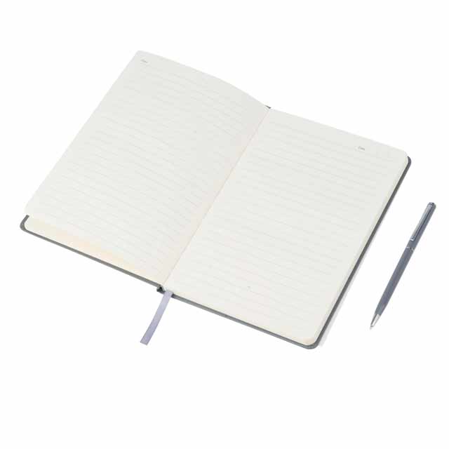 Giftology A5 Hard Cover Notebook with Metal Pen - Grey
