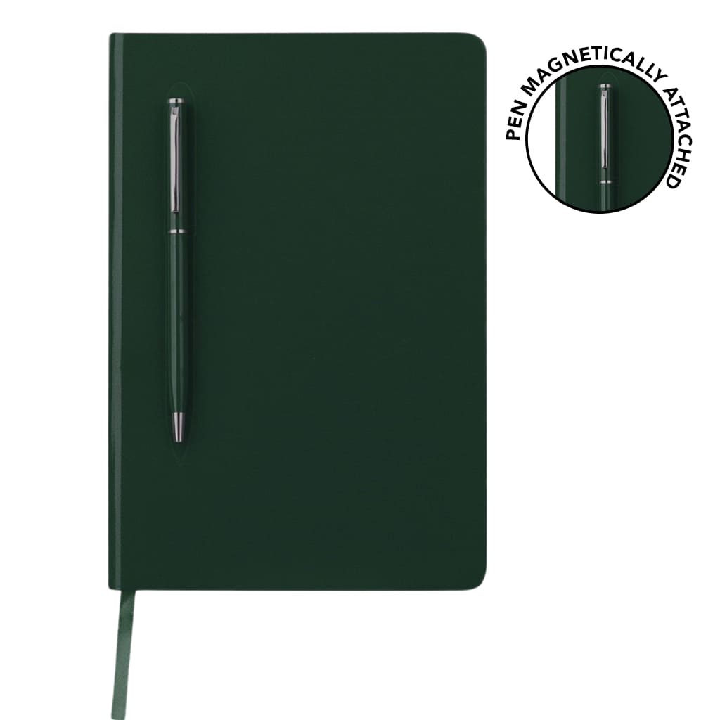 Giftology A5 Hard Cover Notebook with Metal Pen - Green