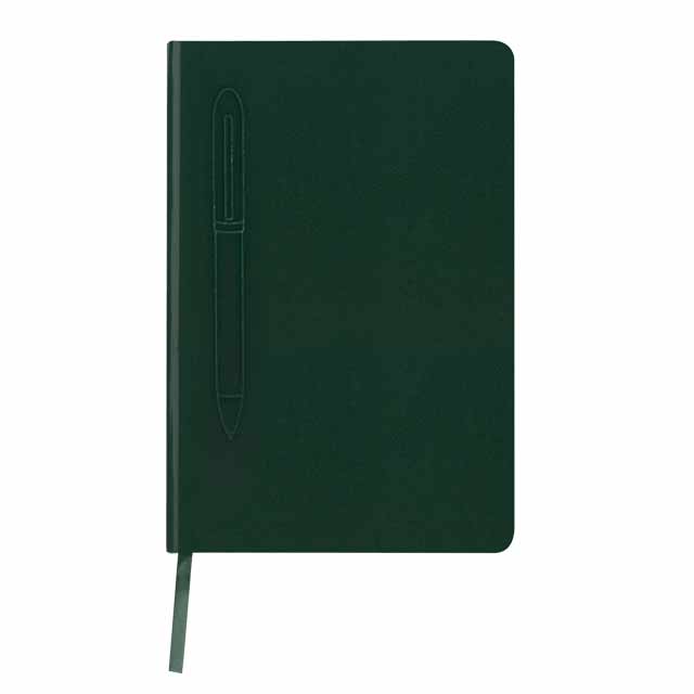 Giftology A5 Hard Cover Notebook with Metal Pen - Green