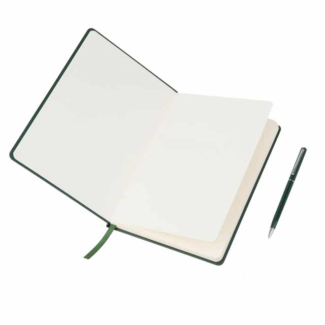 Giftology A5 Hard Cover Notebook with Metal Pen - Green