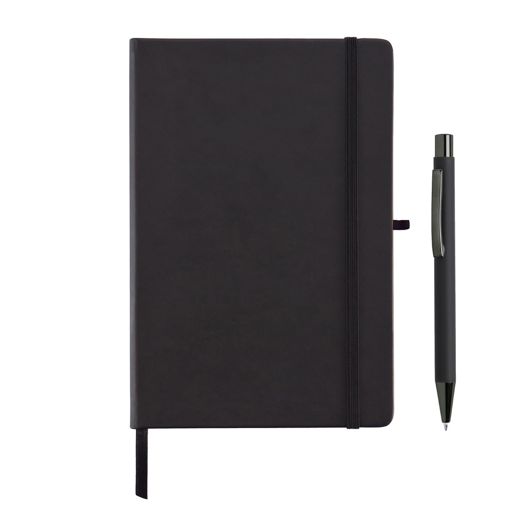 Giftology A5 Hard Cover Notebook and Pen Set - Black