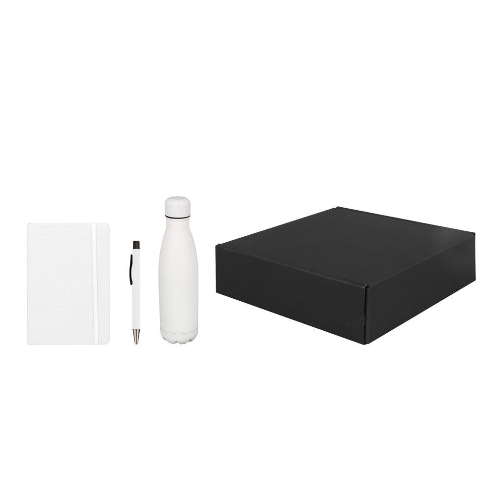 Giftology Set of Stainless Bottle, Notebook and Pen - White