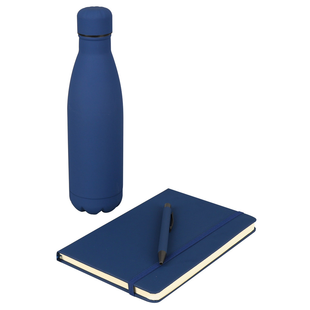 Giftology Set of Stainless Bottle, Notebook and Pen - Blue