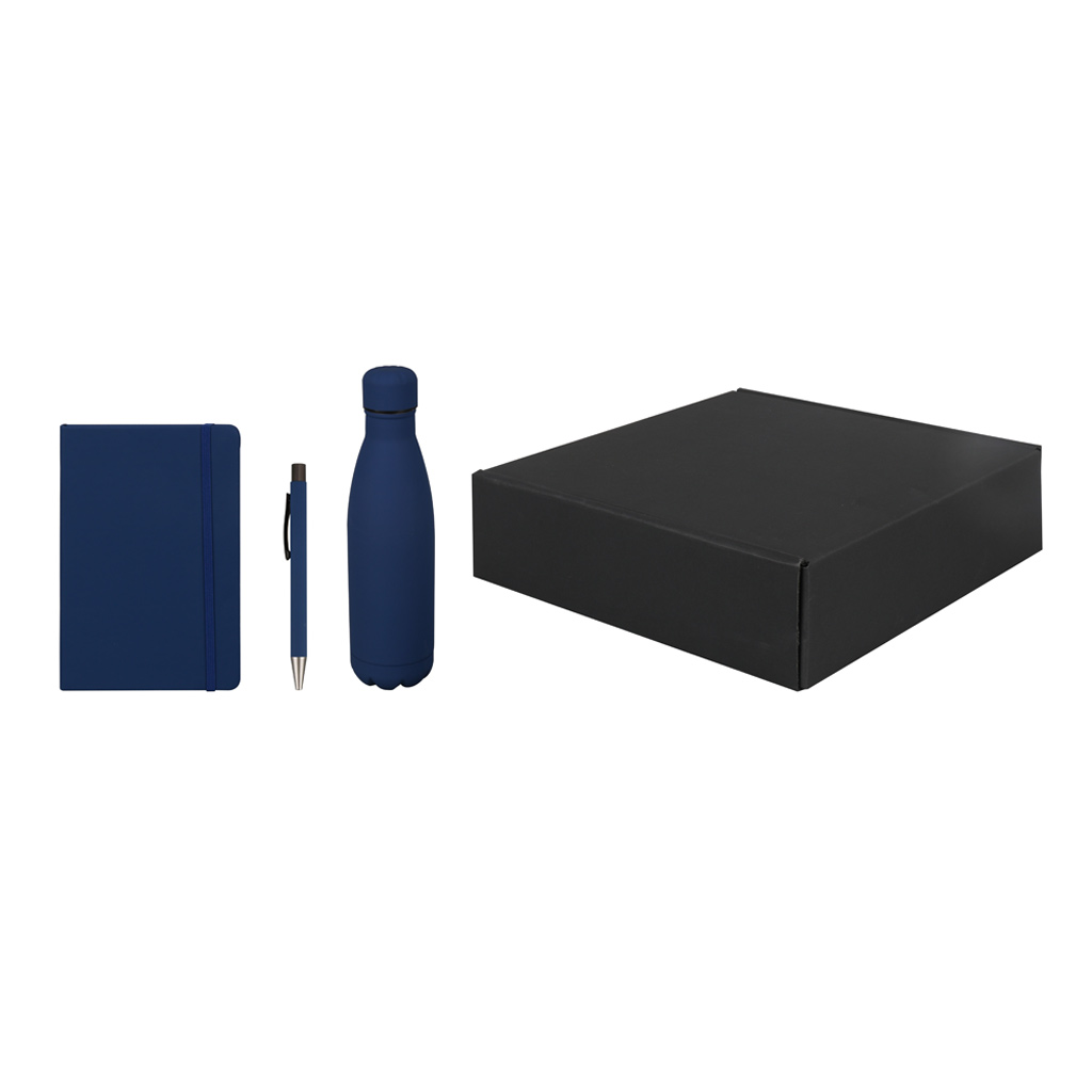 Giftology Set of Stainless Bottle, Notebook and Pen - Blue