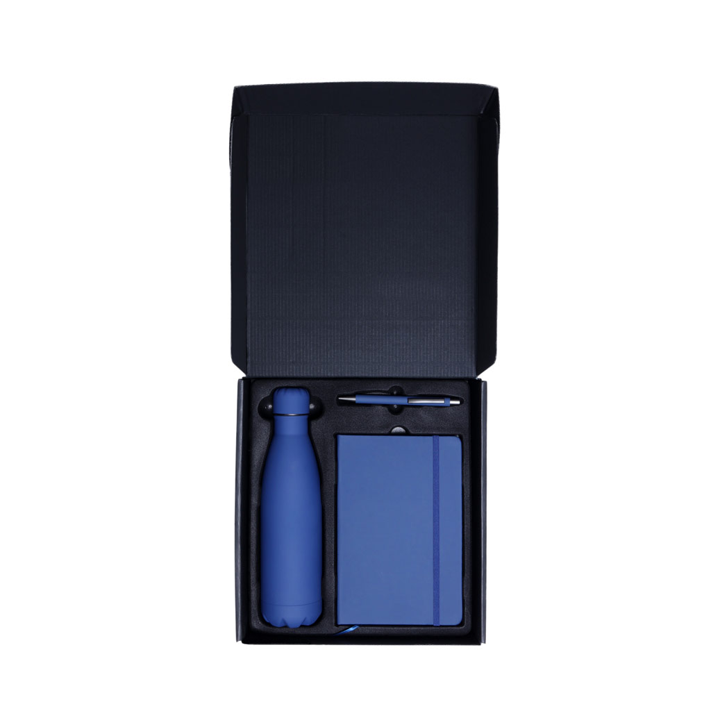 Giftology Set of Stainless Bottle, Notebook and Pen - Blue