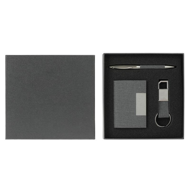 Giftology Gift Set (Card Holder, Key Chain and Pen) - Black
