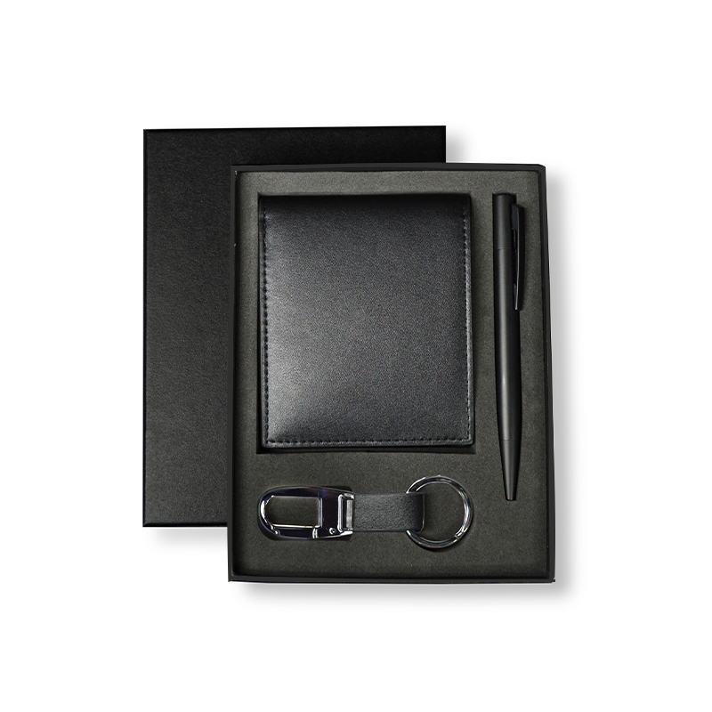 Set of Men's Wallet, Key Chain and Pen  - Black
