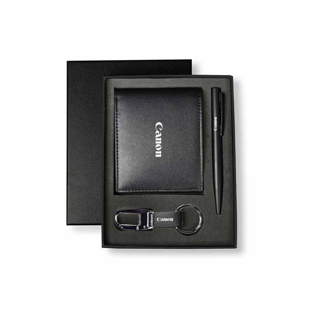Set of Men's Wallet, Key Chain and Pen  - Black