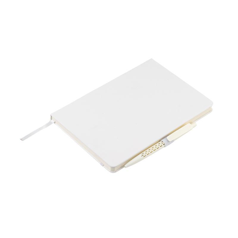 Giftology Set of Double Walled Tumbler, A5 Notebook and Pen - White