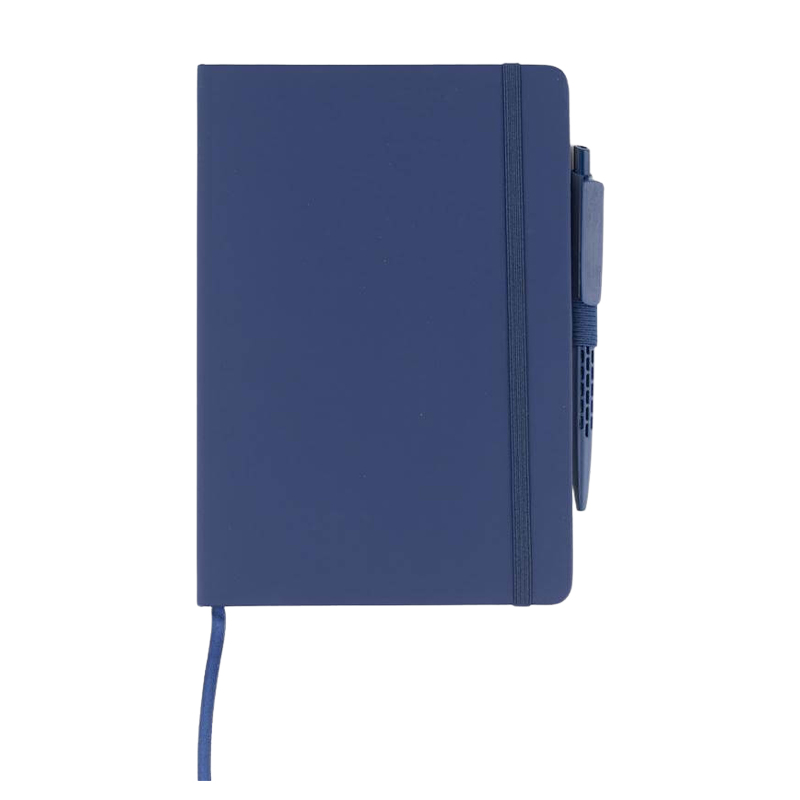 Giftology Set of Double Walled Tumbler, A5 Notebook and Pen - Navy Blue