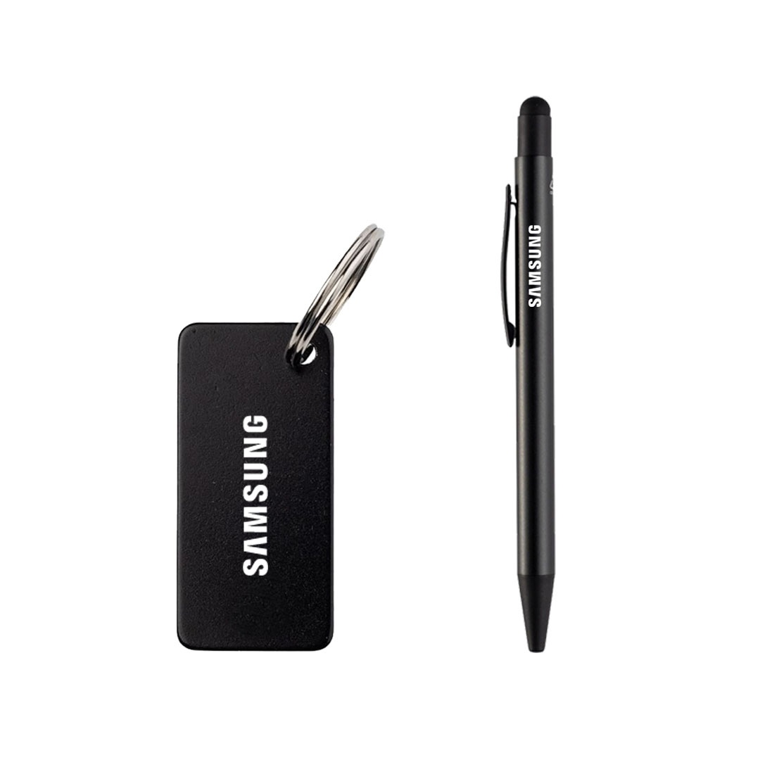 Gift Set of RCS Recycled Aluminium Pen and Keychain - Black