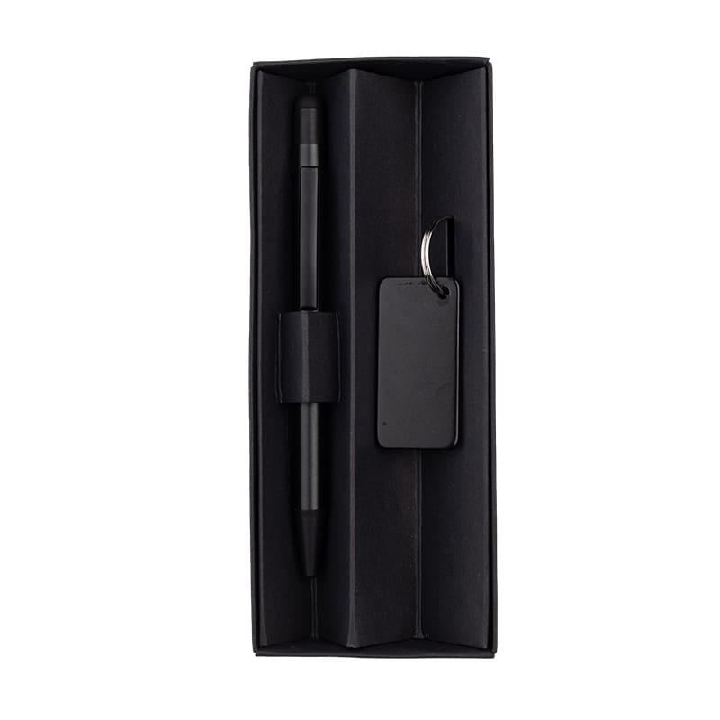 Gift Set of RCS Recycled Aluminium Pen and Keychain - Black