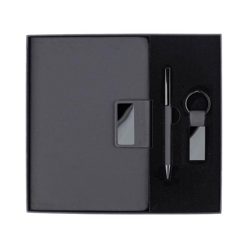 Giftology Set of Notebook, Keychain and Pen - Black