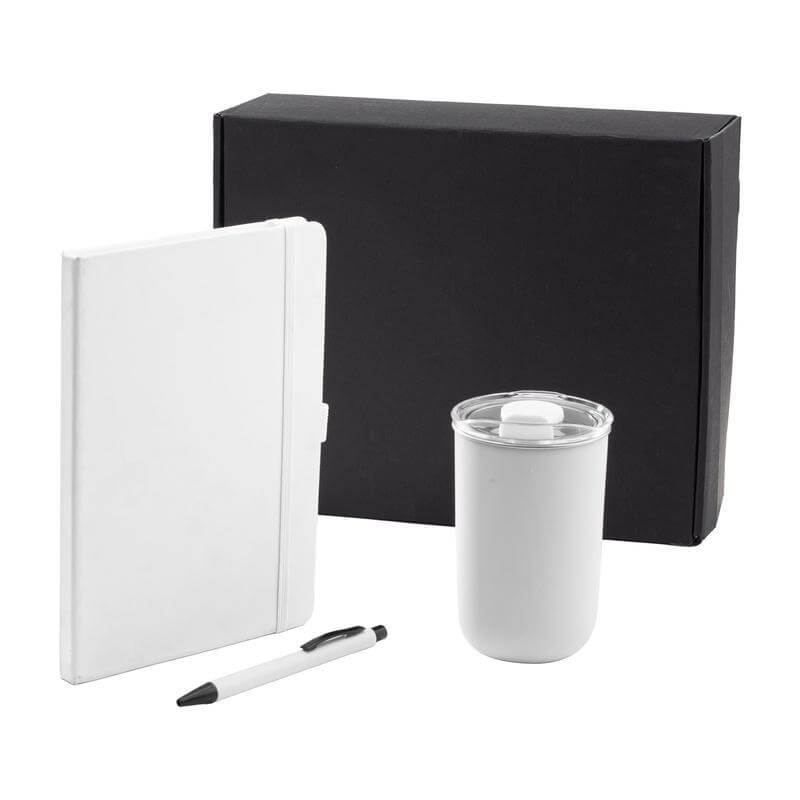 Giftology Set of Tumbler, A5 Notebook and Pen - White