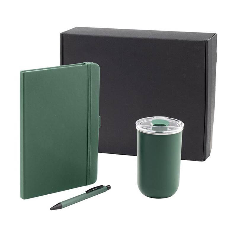 Giftology Set of Tumbler, A5 Notebook and Pen - Green