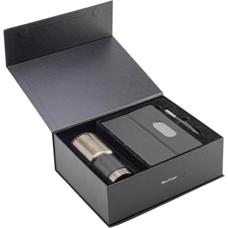 Hans Larsen Gift Set of Tumbler, Notebook and Pen - Black