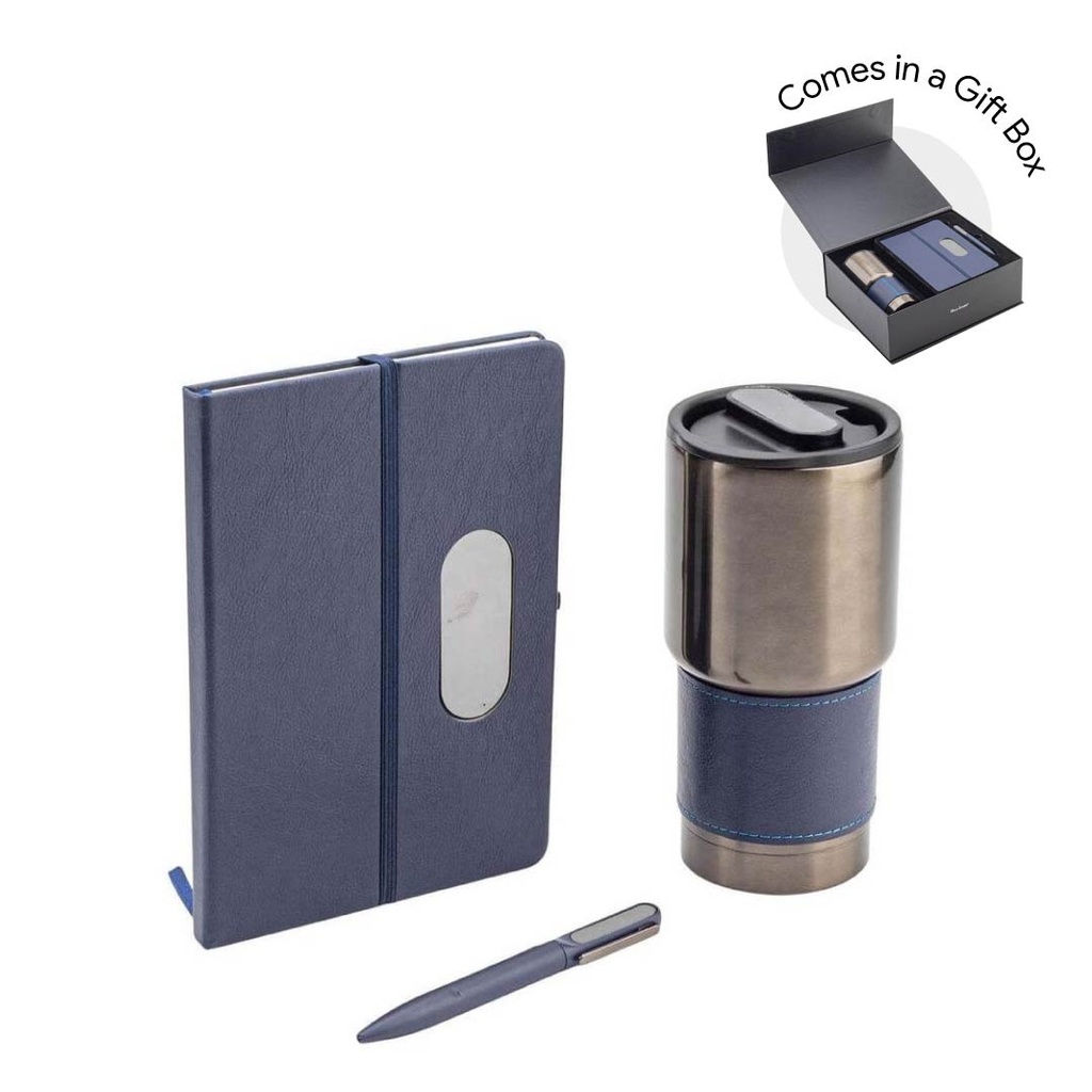 Hans Larsen Gift Set of Tumbler, Notebook and Pen - Blue