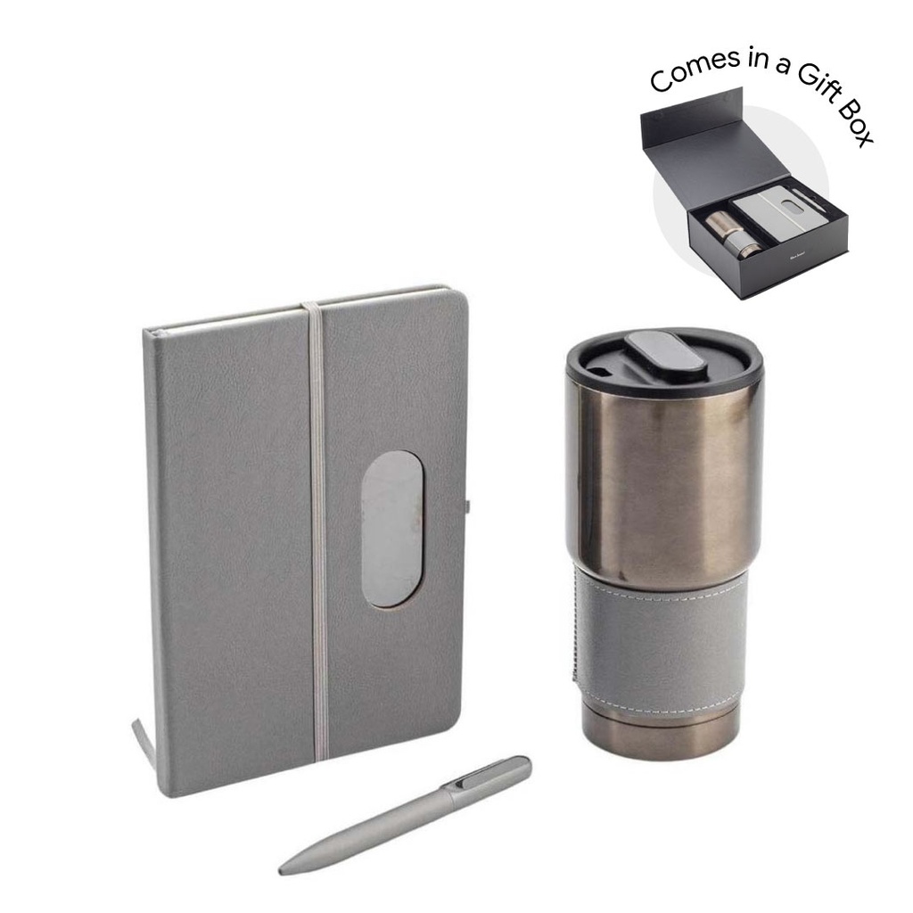 Hans Larsen Gift Set of Tumbler, Notebook and Pen - Grey