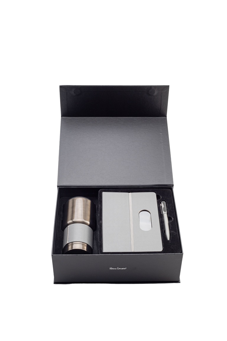 Hans Larsen Gift Set of Tumbler, Notebook and Pen - Grey