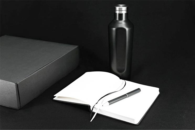 SANTHOME Gift Set- SS Bottle, Notebook and Pen