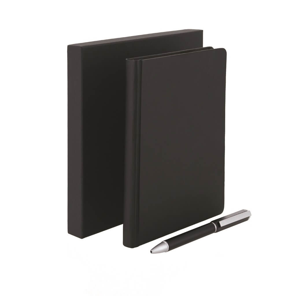 SANTHOME Set Of PU Thermo Notebook And Pen - Black