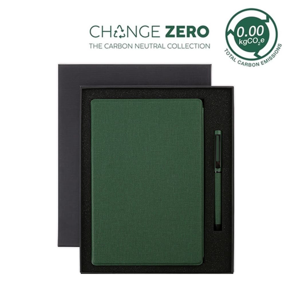 CHANGE ZERO Sustainable Gift Set with Refillable Notebook & Pen - Green