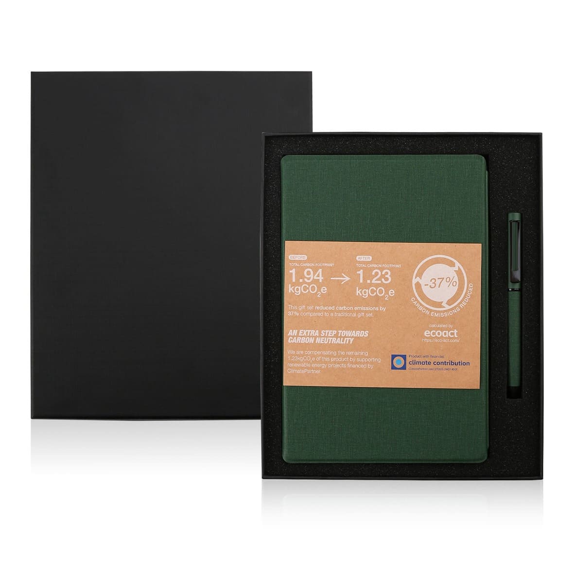CHANGE ZERO Sustainable Gift Set with Refillable Notebook & Pen - Green