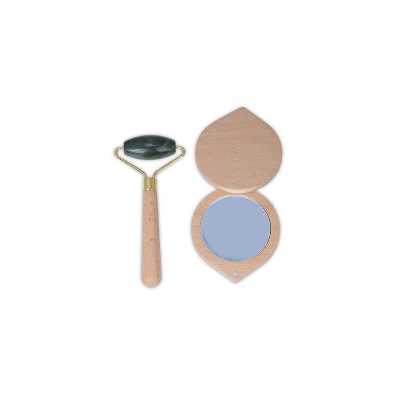 Set of Jade Face Roller, Guasha and Mirror