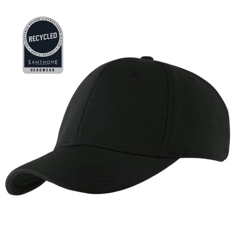 Santhome Recycled 6 Panel Adjustable Cap - Black
