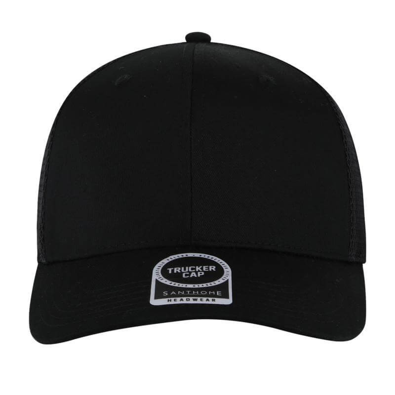 Santhome 6 Panel Trucker Cap - Black
