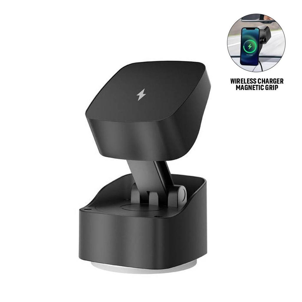 Giftology Magnetic Car Phone Holder and 15W Wireless Charger - Black