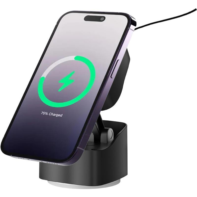 Giftology Magnetic Car Phone Holder and 15W Wireless Charger - Black