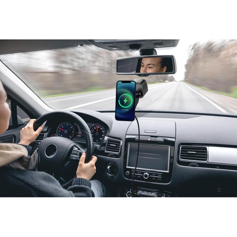 Giftology Magnetic Car Phone Holder and 15W Wireless Charger - Black