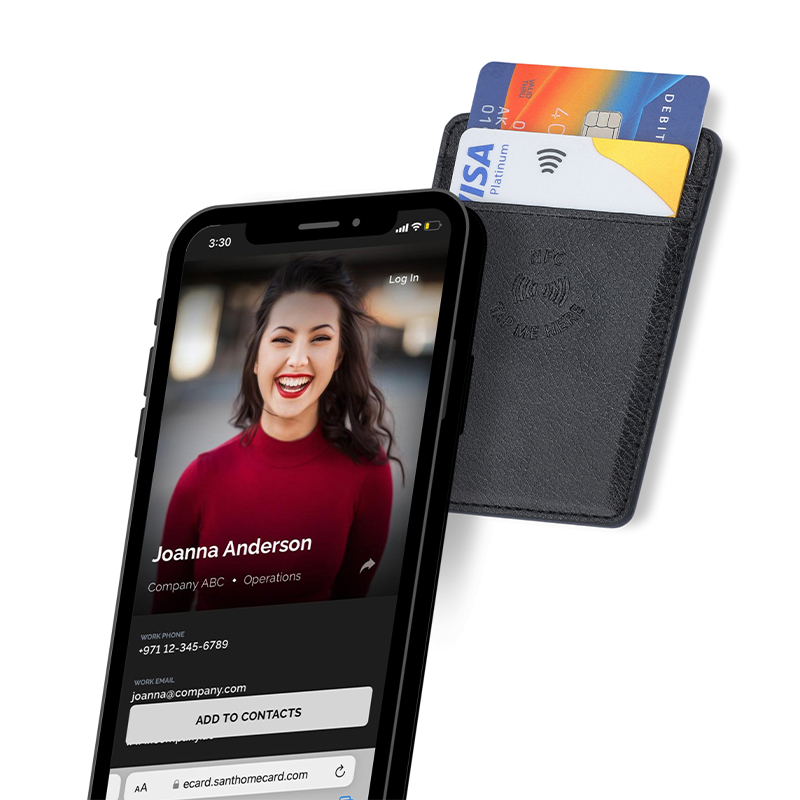Santhome® 2-in-1 Mag Cardholder and Inbuilt NFC Digital Business Card - Black