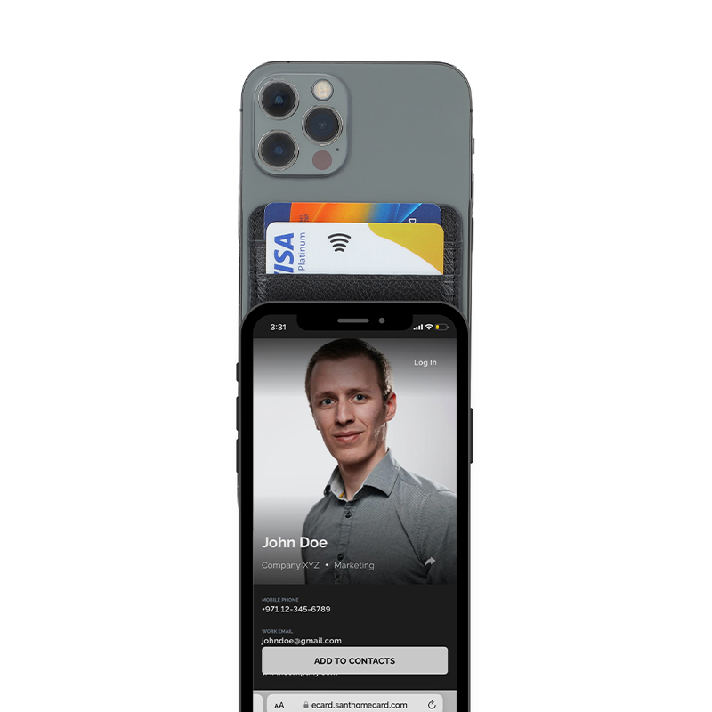 Santhome® 2-in-1 Mag Cardholder and Inbuilt NFC Digital Business Card - Black