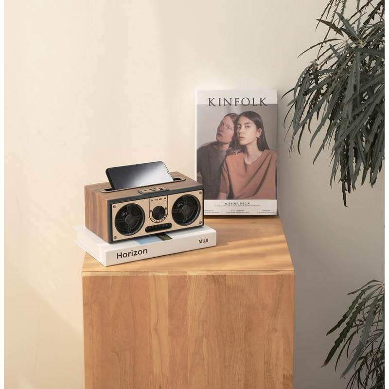 Giftology Retro Wood 20W Bluetooth Speaker with FM