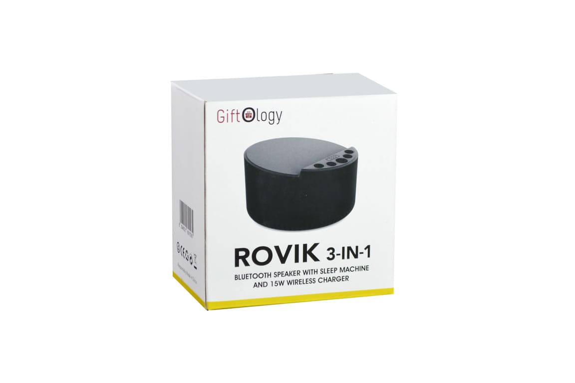 Giftology 3-in-1 Bluetooth Speaker with Sleep Machine and 15W Wireless Charger - Black